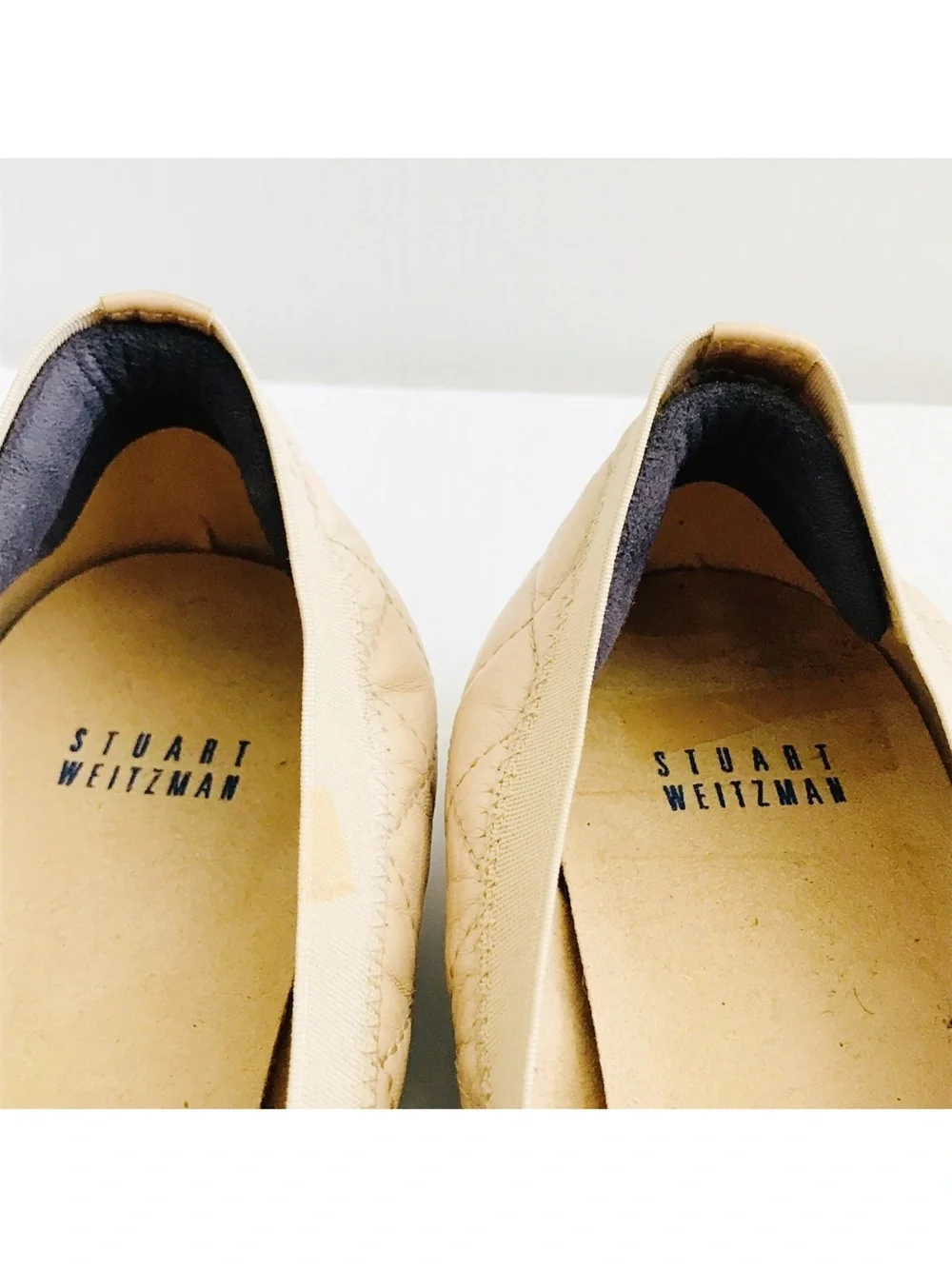 STUART WEITZMAN Womens Beige Nude Napa Leather Quilted Flats Slip On Shoes 8.5 W